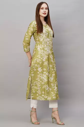 Floral embroidered thread work regular republic day republic day kurta