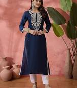 Embroidered straight chickenkari kurta