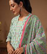 Floral printed pure cotton kurta with trousers & with dupatta