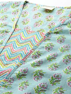 Floral printed pure cotton kurta with trousers & with dupatta 2