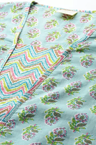 Floral printed pure cotton kurta with trousers & with dupatta