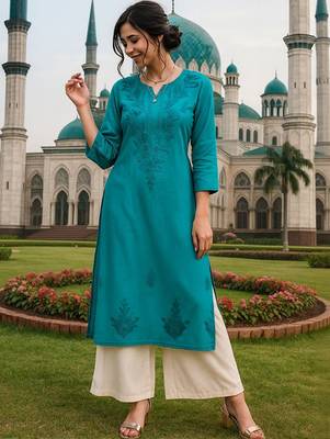 Embroidered straight kurta 1