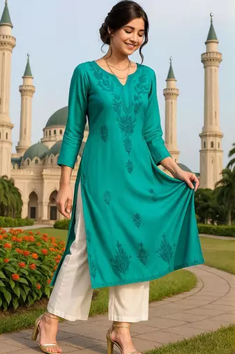 Embroidered straight kurta