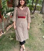 Floral printed cotton straight kurta