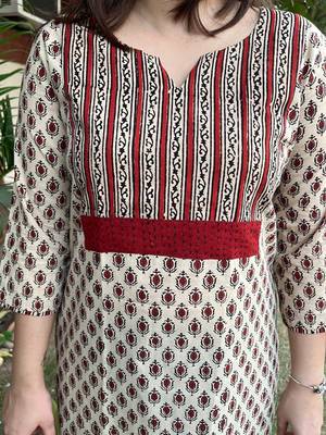 Floral printed cotton straight kurta 2