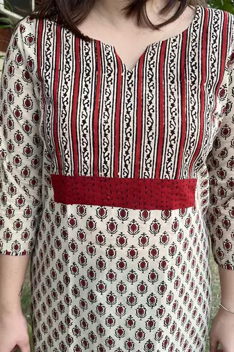 Floral printed cotton straight kurta