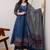 Floral printed v neck anarkali kurta with trousers & dupatta