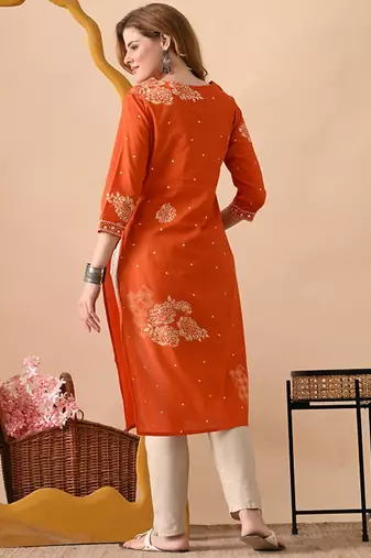 Floral printed v-neck regular sleeves kurta