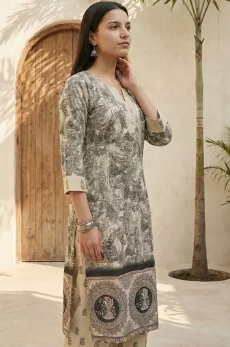 Floral printed regular top with trousers