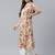 Cream & peach-coloured cotton floral print a-line kurta