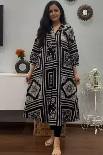 Ethnic motifs printed indie prints kurta