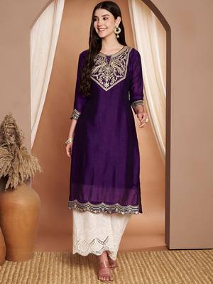 Embroidered thread work grandeur & majestic artwork kurta 1