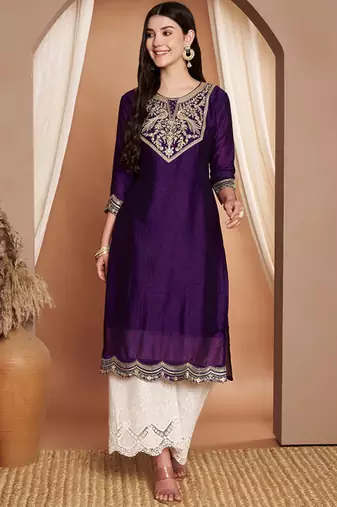 Embroidered thread work grandeur & majestic artwork kurta