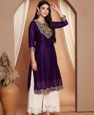Embroidered thread work grandeur & majestic artwork kurta 3