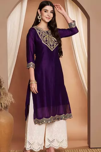 Embroidered thread work grandeur & majestic artwork kurta