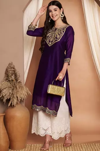 Embroidered thread work grandeur & majestic artwork kurta