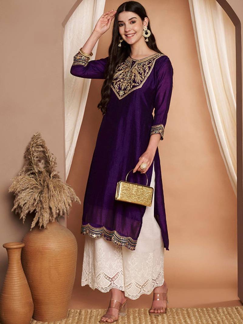 Embroidered thread work grandeur & majestic artwork kurta