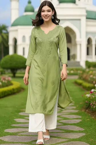 Floral embroidered chikankari kurta