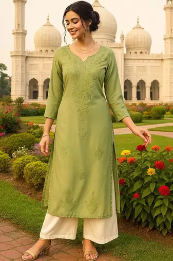 Floral embroidered chikankari kurta