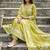 Beautiful jaipuri an anarkali neon mehandi green kurti set of mul cotton.