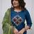 Beautiful jaipuri blue straight embroidered kurta set with pants and a dupatta.