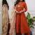 Beautiful jaipuri a rust red colored cotton anarkali kurta set