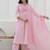 Beautiful jaipuri a pink pure cotton kurta set with a floral yoke design and aari work detailing.