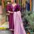 Wine chanderi silk sequin v-neck kurta set with royal jacquard dupatta
