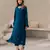 Teal chanderi silk sequin long kurta set with embroidered organza dupatta
