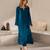 Teal chanderi silk sequin long kurta set with embroidered organza dupatta