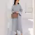 Aqua chanderi silk sequin long kurta set with embroidered organza dupatta