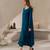 Teal chanderi silk sequin long kurta set with embroidered organza dupatta