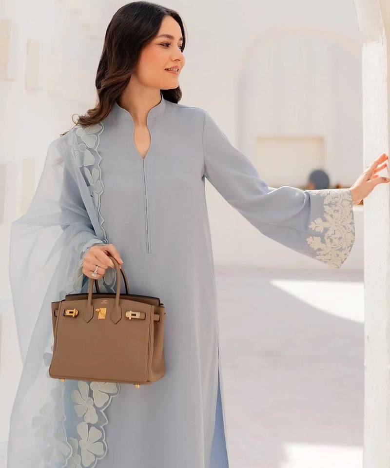 Aqua chanderi silk sequin long kurta set with embroidered organza dupatta