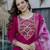 Pink chanderi silk sequin round neck kurta pant set with royal jacquard dupatta