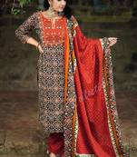 Beautiful jaipuri an embroidered patola black  red print kurta set,