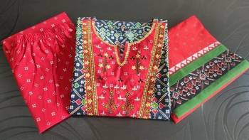 Beautiful jaipuri an embroidered patola black  red print kurta set, 5