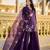 Purple chanderi silk sequin v-neck kurta set with embroidered organza dupatta