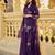 Purple chanderi silk sequin v-neck kurta set with embroidered organza dupatta