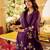 Purple chanderi silk sequin v-neck kurta set with embroidered organza dupatta