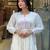 Beautiful jaipuri elegant embroidered anarkali white kurta set with dupatta