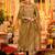 Gold shimmer chanderi silk sequin v-neck kurta set with embroidered organza dupatta