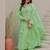 Beautiful jaipuri elegant embroidered anarkali green kurta set with dupatta