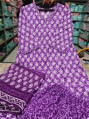 Beautiful jaipuri a purple floral-printed straight kurta set 5