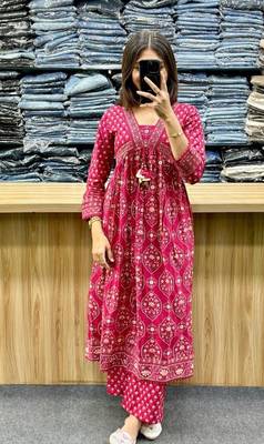 Beautiful jaipuri a rani pink colored anarkali suit set 4