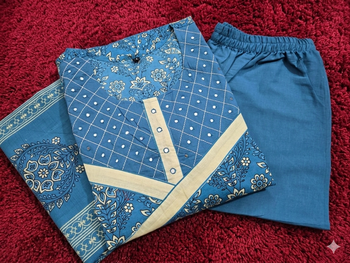 Beautiful jaipuri a teal-colored anarkali suit set 5