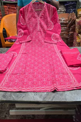 Beautiful jaipuri a rani pink  colored anarkali suit set