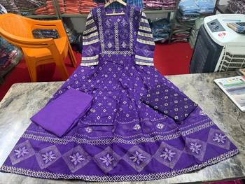 Beautiful jaipuri a purple a-line kurta set 5