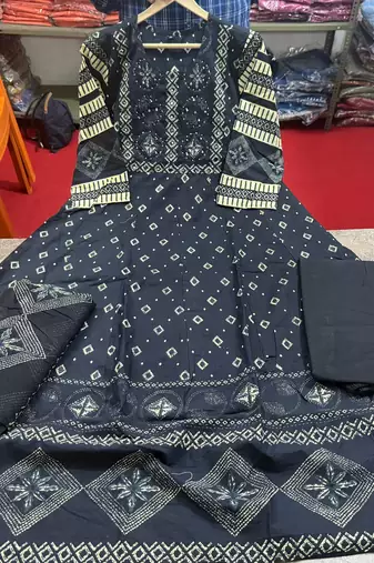 Beautiful jaipuri a black a-line kurta set