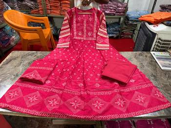 Beautiful jaipuri a pink a-line kurta set 5