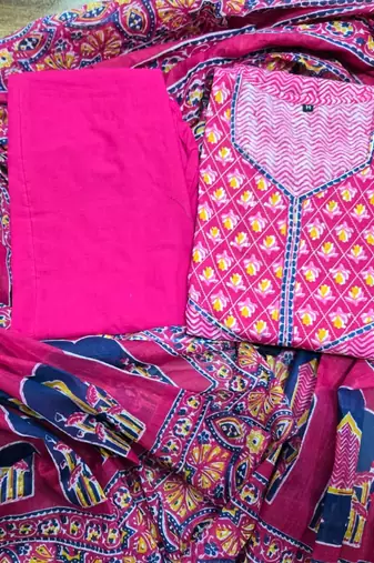Beautiful jaipuri a pink colored a-line anarkali kurta set